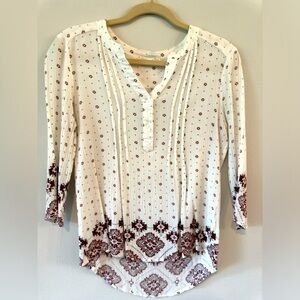 Like 🆕 fun 2 fun Women’s Quarter Sleeve Top | Cream | S | Floral Design